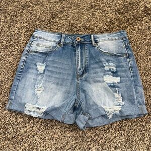 Distressed Denim Women Shorts